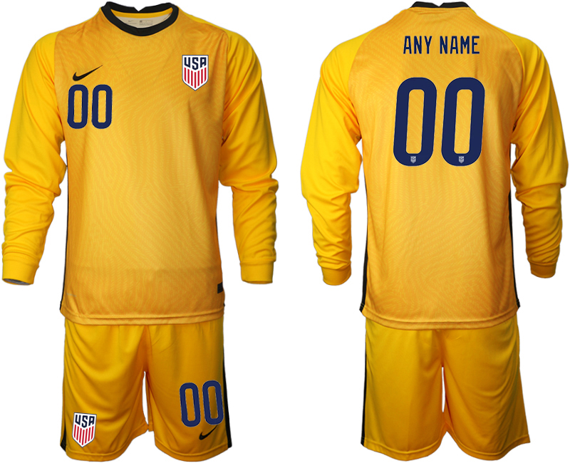 Men 2020-2021 Season National team United States goalkeeper Long sleeve yellow customized Soccer Jersey->customized soccer jersey->Custom Jersey